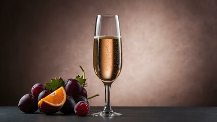 champagne cocktail/alcoholic drink isolated in aesthetic background