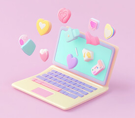 3D Laptop with Stickers