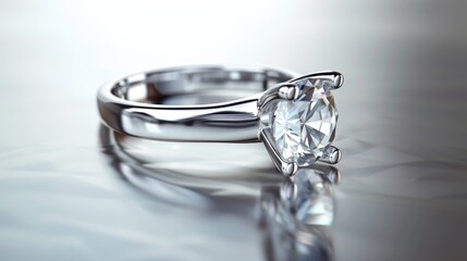 Wall Mural - A close-up view of a diamond ring on a table, suitable for use in jewelry or luxury product advertising