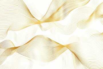 Poster - A beautiful white and gold abstract background featuring wavy lines, ideal for use in graphic design, art projects, or as a wallpaper