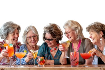 Wall Mural - Group of women gathered around a table enjoying conversation and refreshments