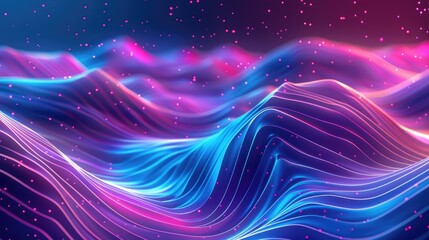 A vibrant and dynamic ocean wave with swirling colors and movement