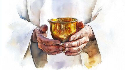 Communion sacred sacrament where believers partake of bread and wine, symbolizing body and blood Jesus Christ, and reaffirming their faith and commitment their religion through this holy rite.