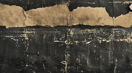 Canvas Print - Aged black cardboard photo with torn edges and distressed texture for collage.