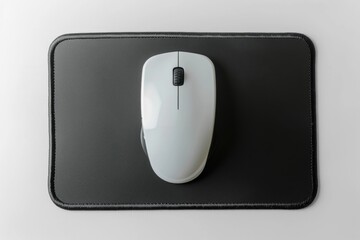 Poster - a computer mouse placed on a mouse pad, ready for use