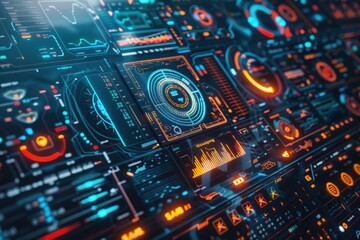Poster - Close-up view of a computer screen displaying colorful LEDs