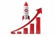 © Ева Поликарпова - Rocket launch in progress with a rising graph on the side, illustration of space exploration and innovation