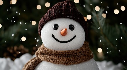 Sticker - Cheerful snowman with scarf and hat