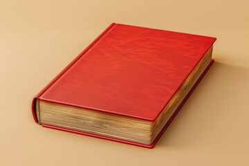 Wall Mural - A closed red book sits on a table, ready to be read or studied