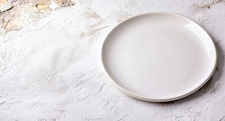 Sticker - empty white plate on a rustic wooden table