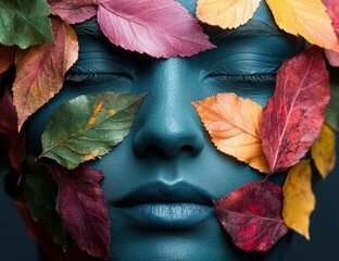 Sticker - autumn nature face portrait