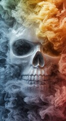 Sticker - Colorful smoke skull abstract art