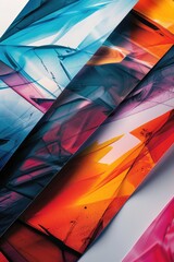 Wall Mural - A close-up view of a brightly colored tie against a white background