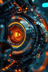 Poster - Close-up shot of a camera with orange lights on