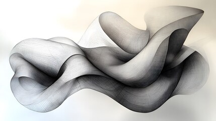 Wall Mural - Abstract Black and White Swirling Mesh Sculpture