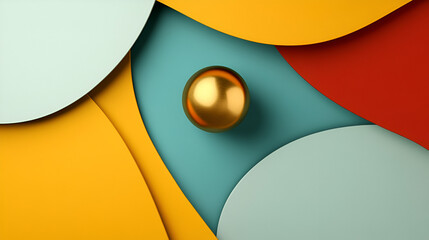 Poster - Abstract Background with Golden Sphere and Colorful Shapes for Modern Designs