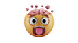 © Jennifer Clason - A 3D rendering of a mindblown emoji with a surprised or shocked expression, showing its brain popping out of its head, tongue sticking out, and eyes wide open