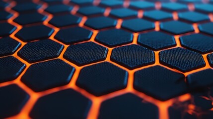 A close up of a black and orange hexagonal pattern