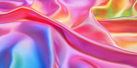 Poster - Rainbow flag made of silk, smooth wavy surface, generative AI