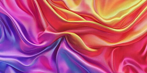 Poster - Rainbow flag made of silk, smooth wavy surface, generative AI