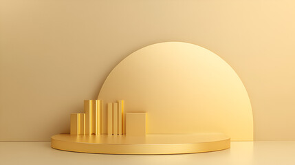 Canvas Print - Minimalist Gold Product Display with Curved Background. Perfect for showcasing your brand or product with a touch of elegance.