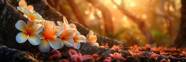 Canvas Print - Frangipani Blossom, Plumeria, and Graveyard Tree