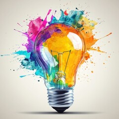 Canvas Print - Colorful Lightbulb