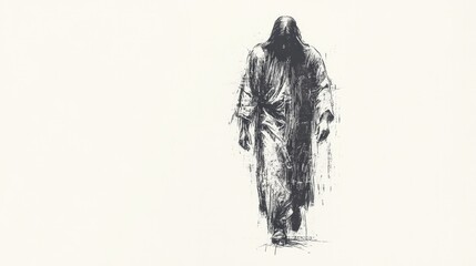 Wall Mural - Sketch of Jesus on a white background.