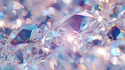 Close-up of sparkling diamonds with vivid light refractions