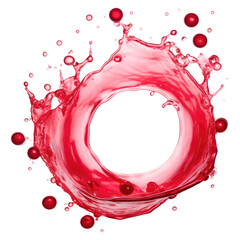 Wall Mural - Cranberry juice splash in the shape of circle swirl isolated on transparent white background, clipping path