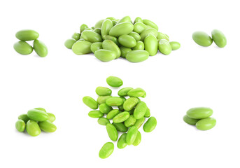 Wall Mural - Fresh green soy beans isolated on white