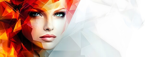 Wall Mural - Woman's Face with Abstract Geometric Pattern