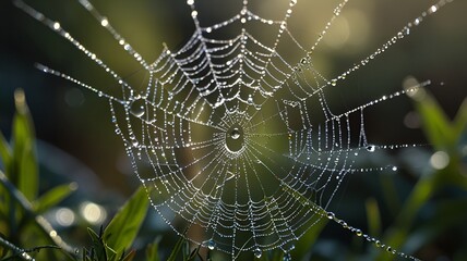 spider web with dew drops