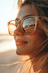 Canvas Print - Sun-Kissed Beauty: Stylish Sunglasses Fashion Shoot