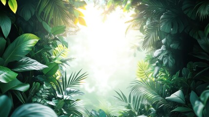 Poster - Amazon rainforest with dense foliage on white background
