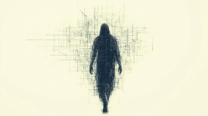 Poster - Messiah. Silhouette of Jesus Christ on an empty background. 