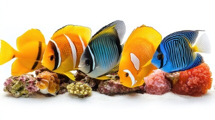 Wall Mural - Coral reef fish on a white background