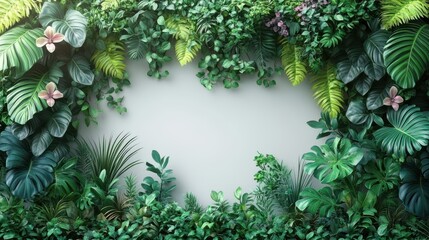 Poster - Dense rainforest vegetation on white background