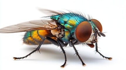 Wall Mural - Fly in flight on white background