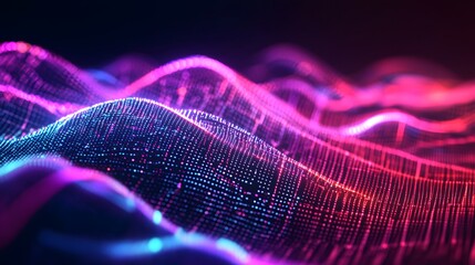 Poster - Abstract Digital Waves in Vivid Hues