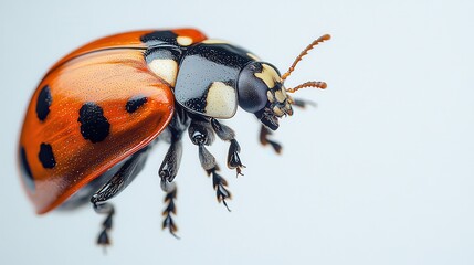 Wall Mural - Ladybug in flight on white background