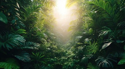 Poster - Lush rainforest on white background