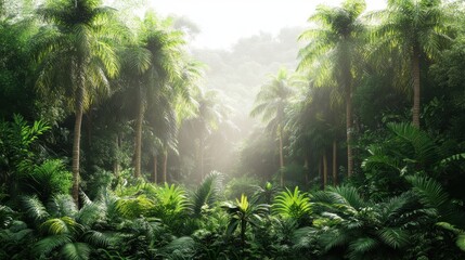 Poster - Lush Amazon rainforest on white background