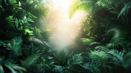 Poster - Lush rainforest on white background