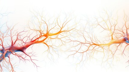 Wall Mural - A microscopic view of human nerve cells, with their branching axons and dendrites