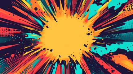 Canvas Print - Abstract vibrant explosion artwork, dynamic and