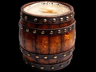 Wall Mural - a wooden barrel with a foamy drink

