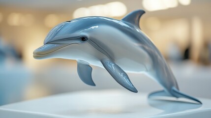 Wall Mural - Side view of bottlenose dolphin on clean white