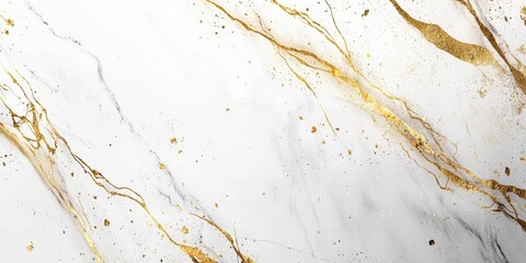 Poster - Elegant white marble with gold