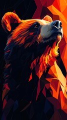 Stylized bear, modern aesthetics with sharp lines, contrasting colors, and a unique artistic perspective.